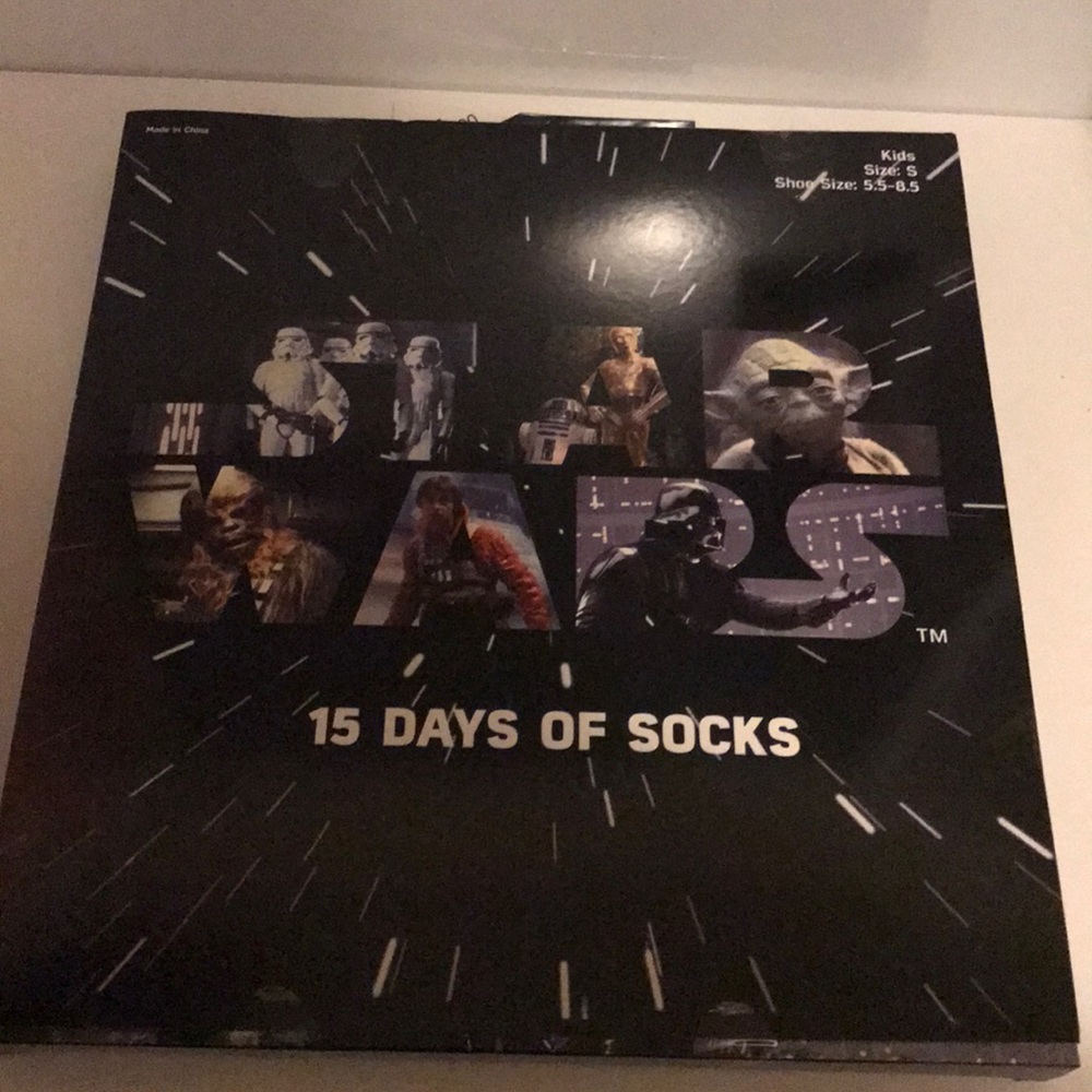 Star Wars 15 days of socks. Kids size: small